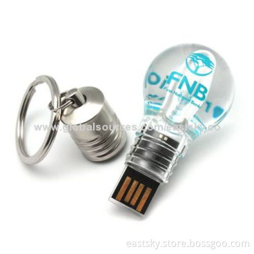 Bulb style USB flash drive, can be lighten-up when we connect it with computer, 64MB to 32GB